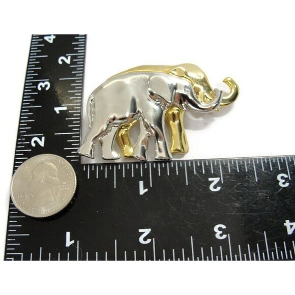 Lauren Conrad Silver And Gold Elephants Brooch Pin Marked LC - Picture 2 of 10